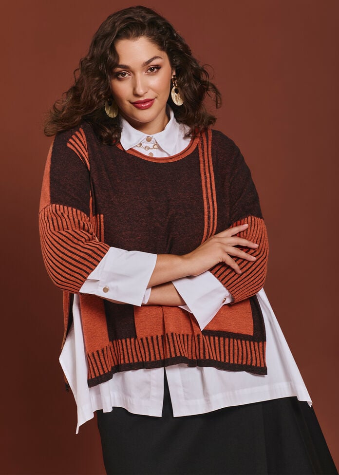 Spliced Stripe Cotton Knit Jumper, , hi-res