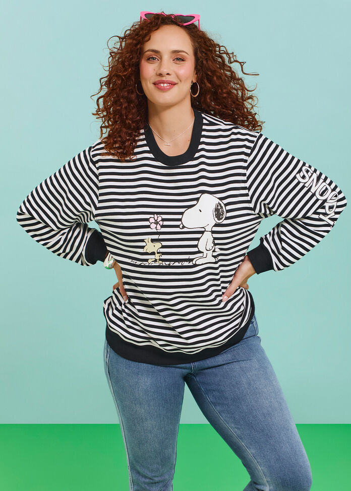 Peanuts Snoopy Stripe Sweatshirt, , hi-res