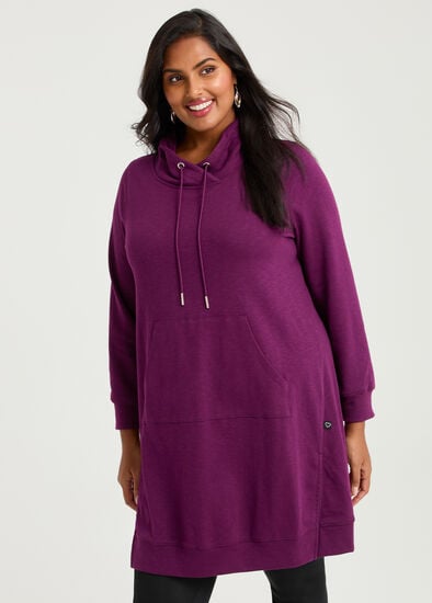 Plus Size Cowl Pocket Sweat Dress