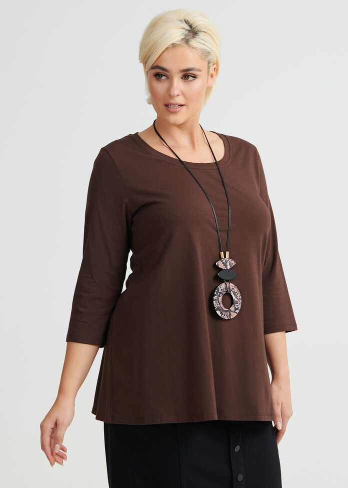 Organic Swing Top in brown in sizes 12 to 24 | Taking Shape NZ