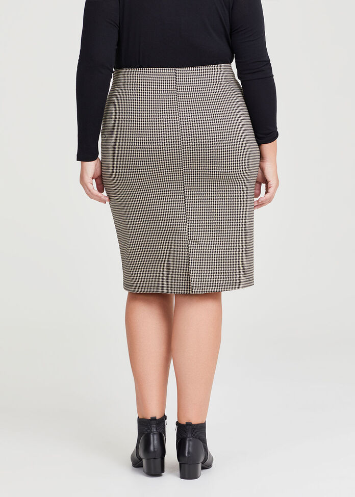 Shop Plus Size Houndstooth Pencil Skirt, Black | Taking Shape AU
