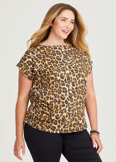 Plus Size Cotton Drape Waist Top
