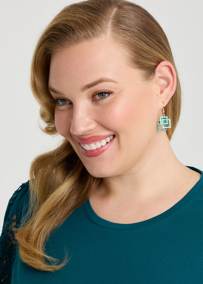 Enamel Squares Earrings, , hi-res