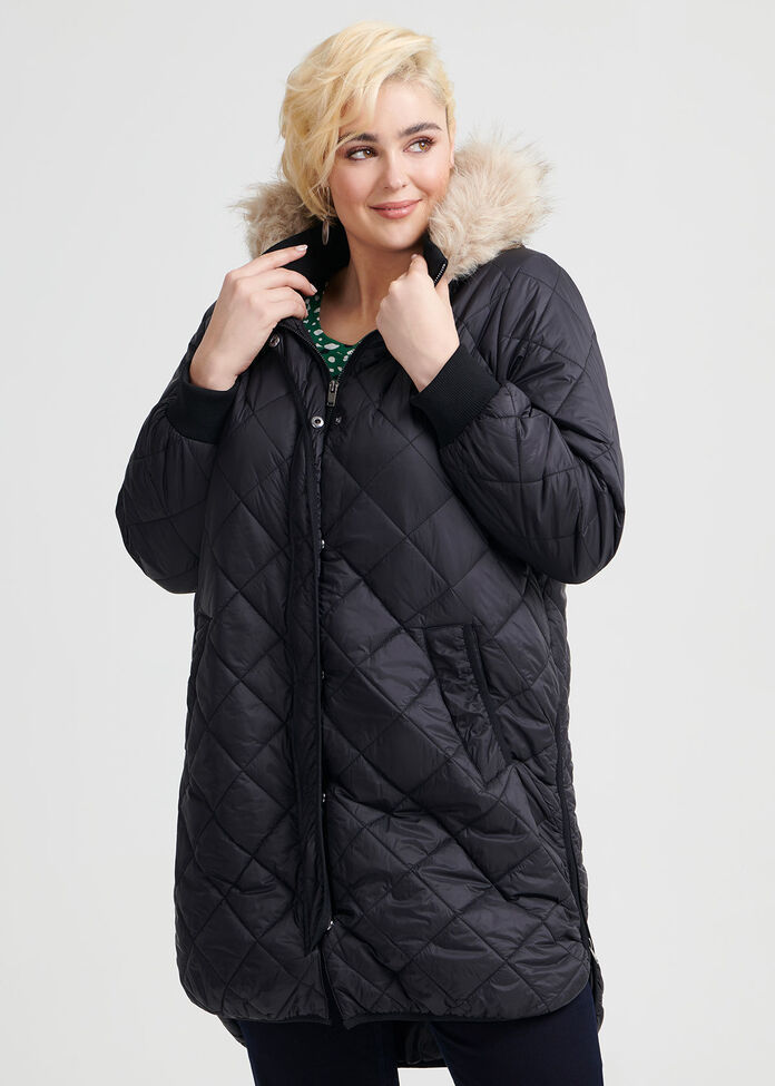 Quilted Hooded Jacket, , hi-res