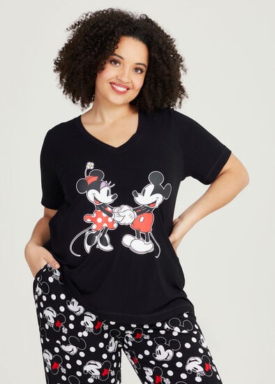 Plus Size Mickey & Minnie Pyjama Top