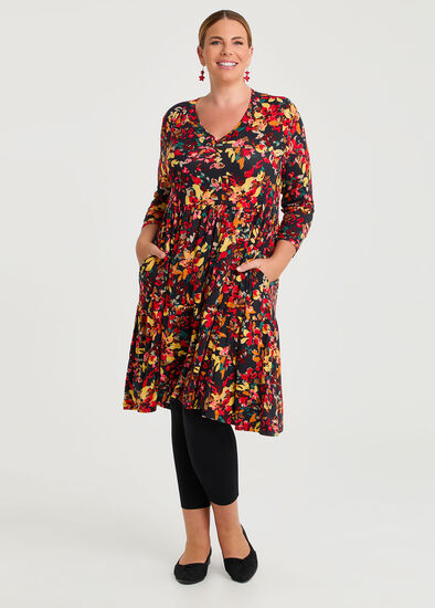 Plus Size Pearl Printed Tier Dress