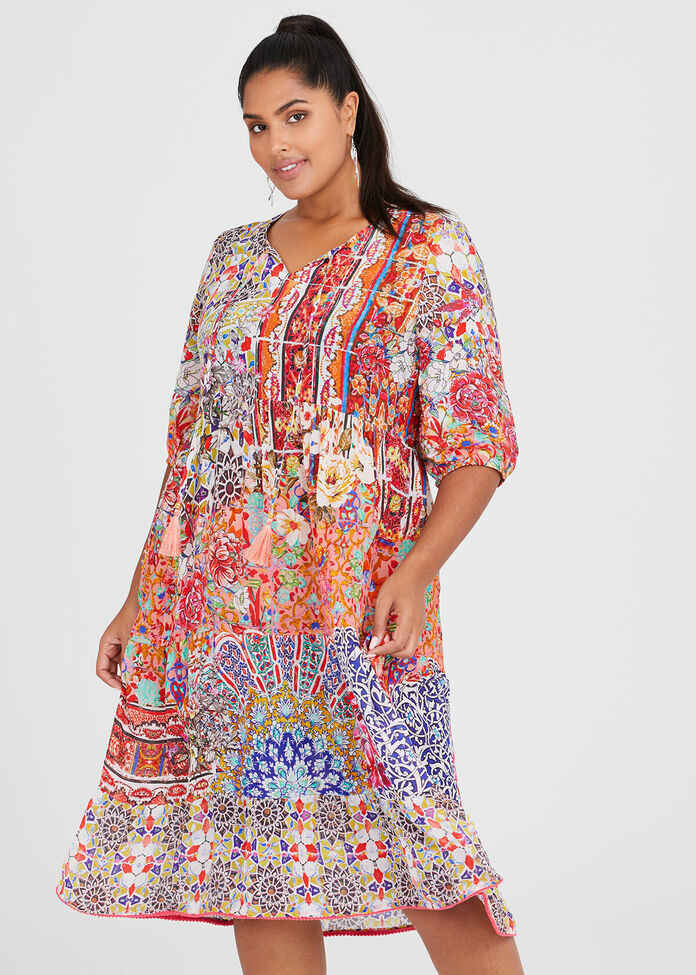 Shop Plus Size Natural Bohemian Dress in Multi | Sizes 12-30 | Taking ...