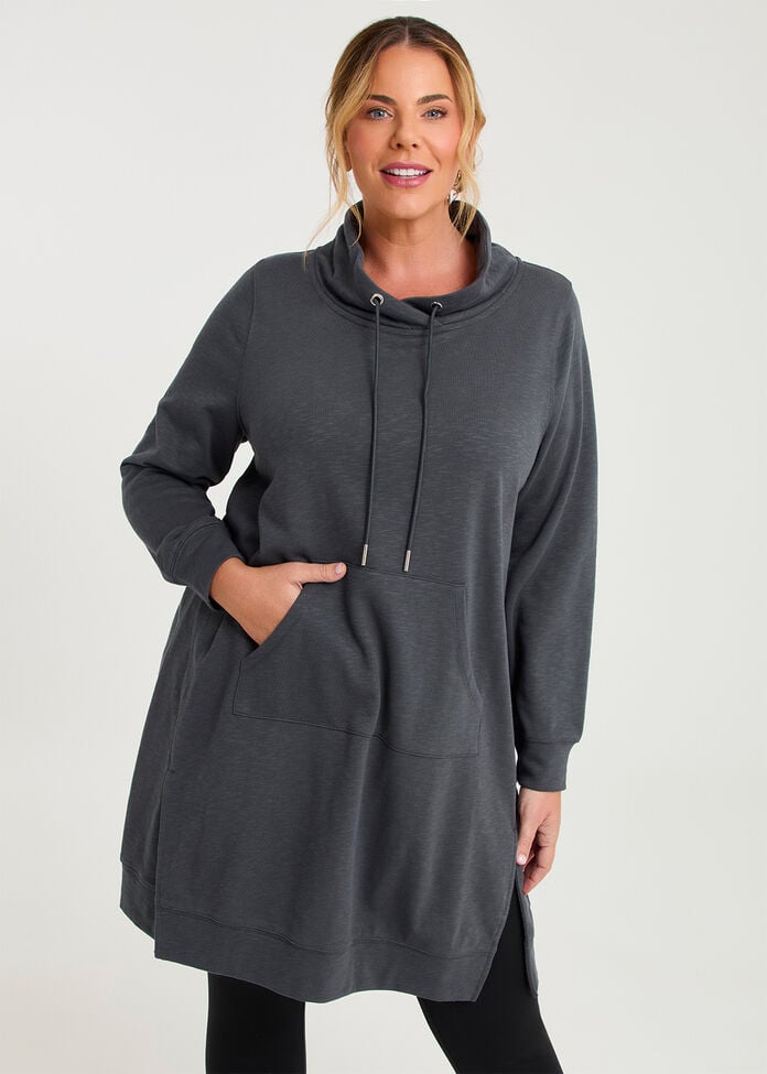 Cowl Pocket Sweat Dress, , hi-res