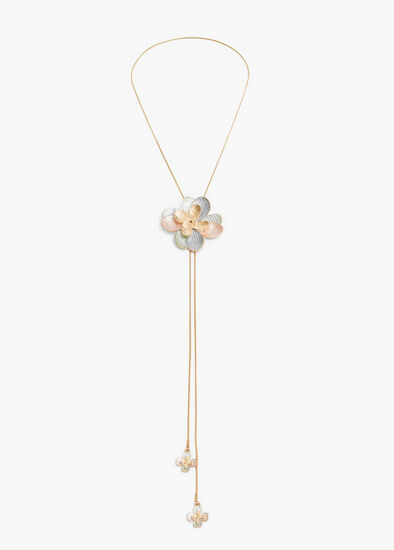 Enamel Flower Lariat Necklace