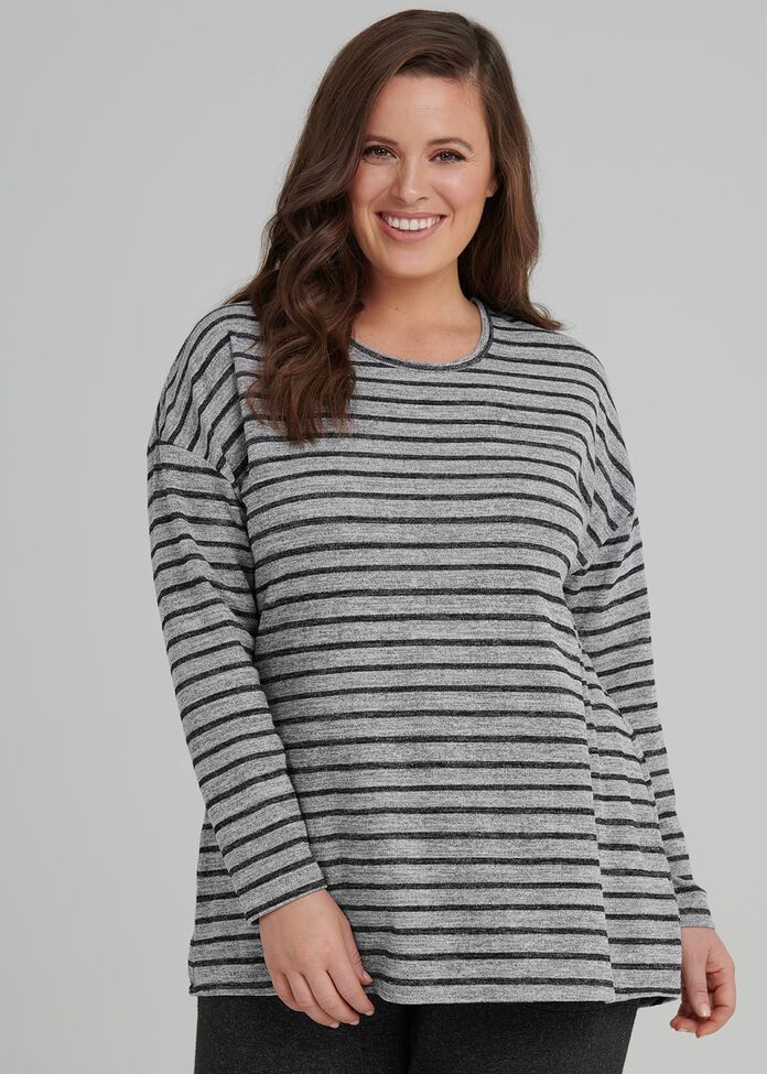 Stripe Luxe Lounge Top, , hi-res