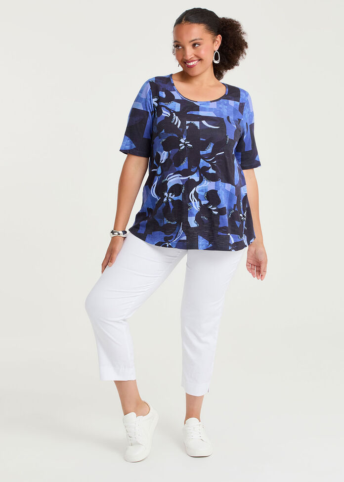 Cotton Lara Abstract Top, , hi-res