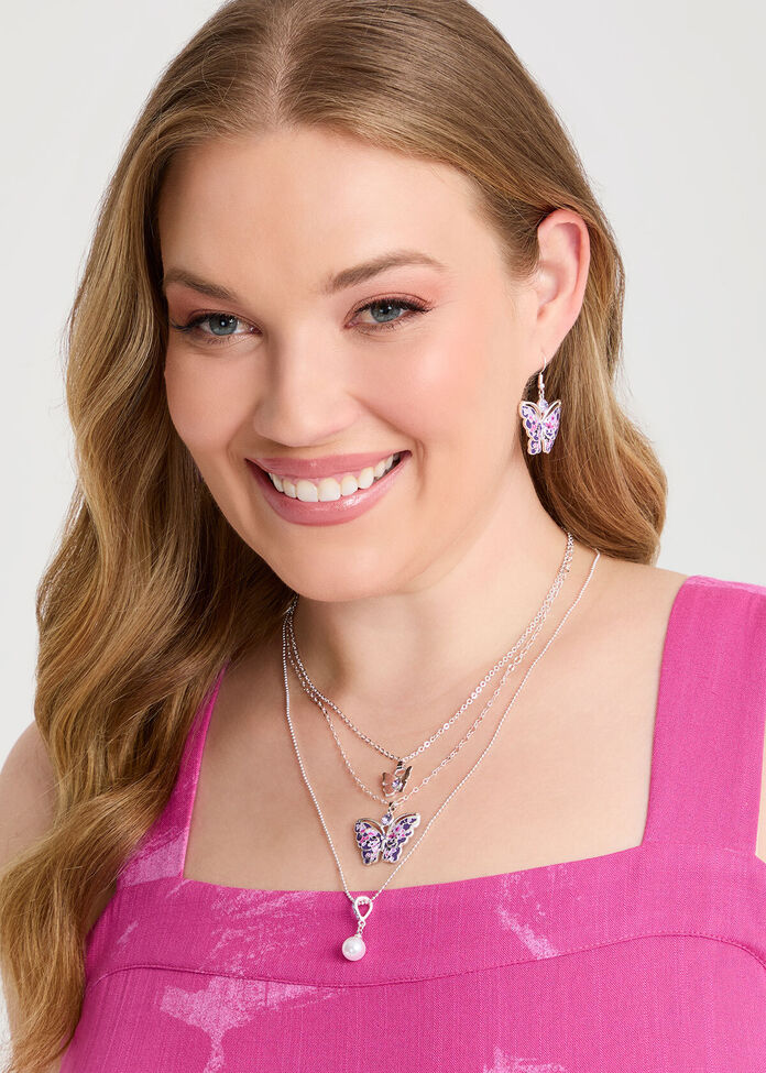 Enamel Butterfly Multiwear Necklace, , hi-res