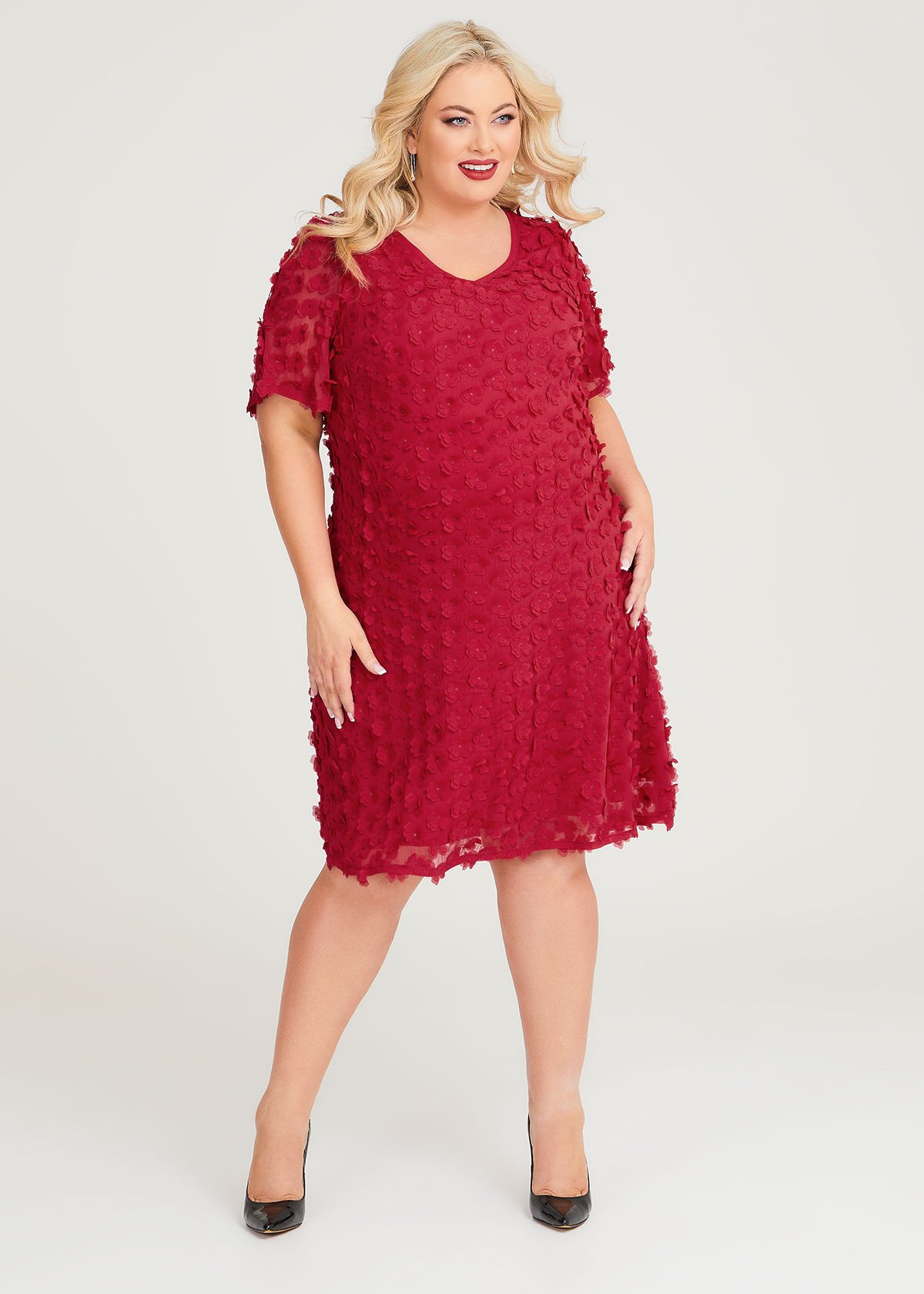 Shop Plus Size Falling Petal Cocktail Dress in Red Taking Shape AU