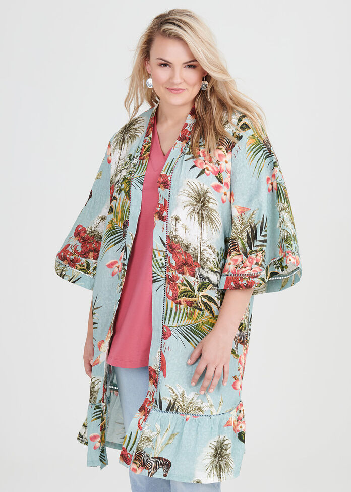 Natural Tropicana Kimono, , hi-res