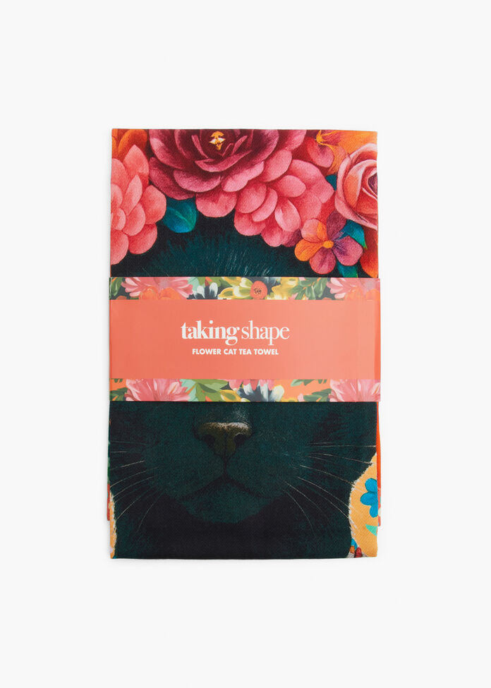 Flower Cat Tea Towel, , hi-res
