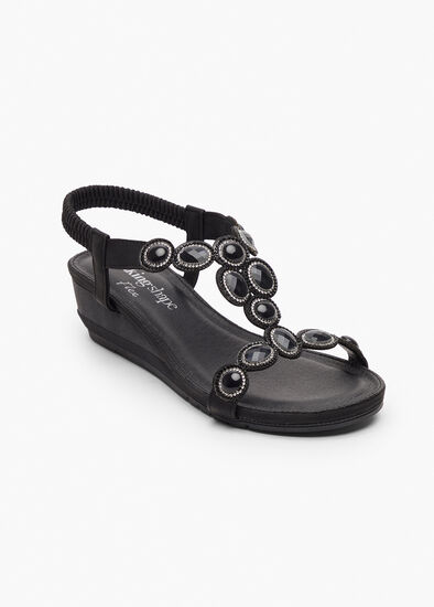Plus Size Jewel Bling Wedge Sandal