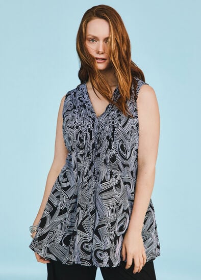 Plus Size Abstract Julia Sleeveless Tunic