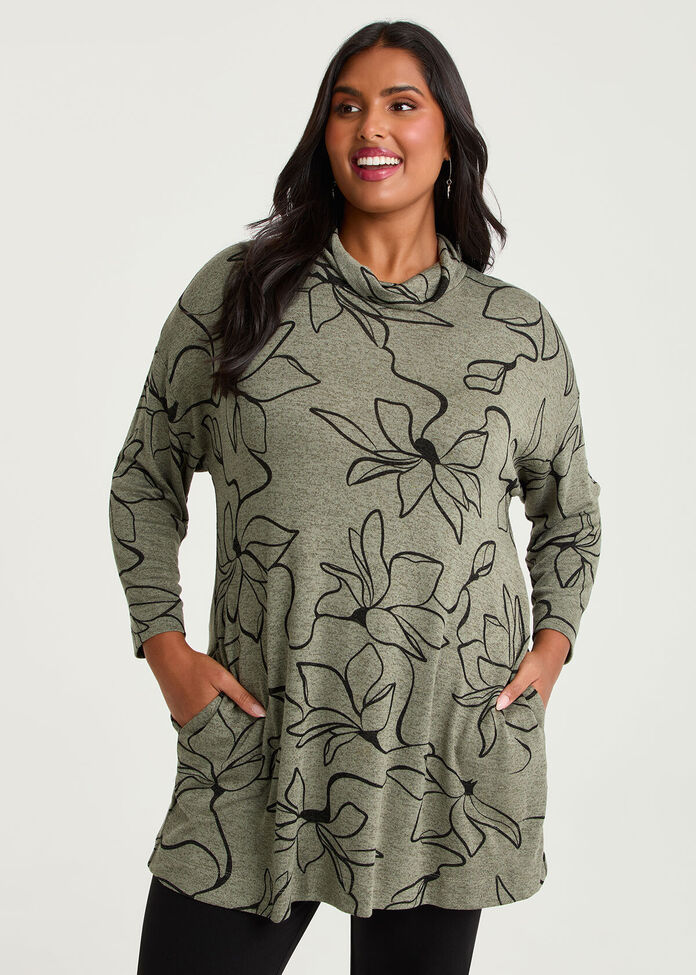 Bamboo Cosy Linear Floral Tunic, , hi-res