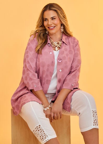 Plus Size Spot Jacquard Natural Shirt
