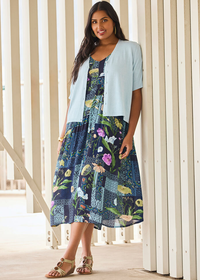 Amy Sparkle Natural Cardigan, DUSTY BLUE, hi-res