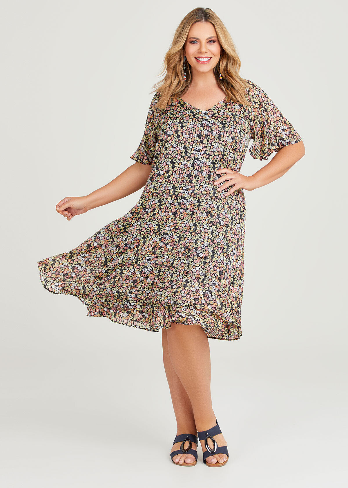 Ruffle overlay dress hotsell