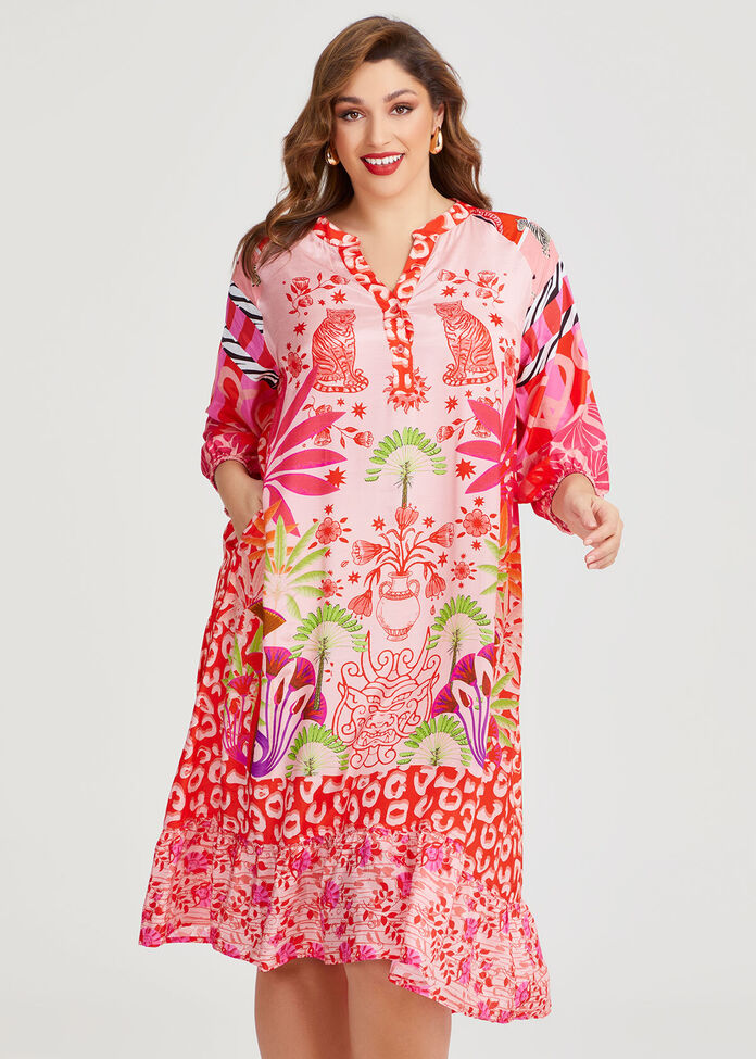 Natural Statement Midi Dress, , hi-res