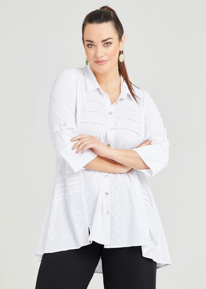 Shop Plus Size Spot Tuck Front Natural Shirt in White | Taking Shape AU