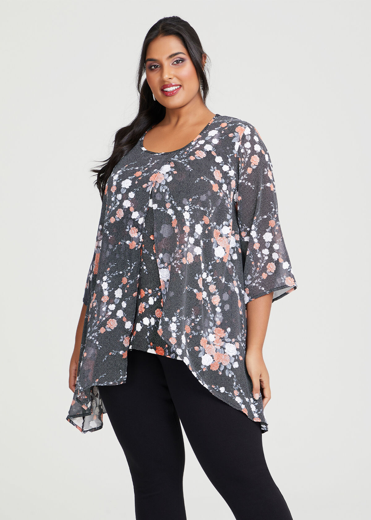 Black chiffon overlay top hot sale