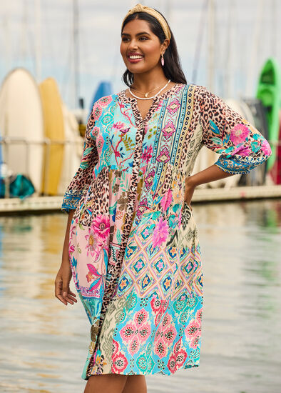 Plus Size Natural Opulence Button Dress