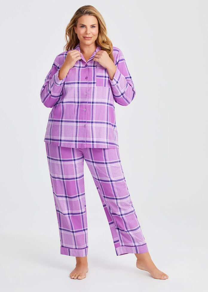 Flannelette Check Pyjama Shirt, , hi-res