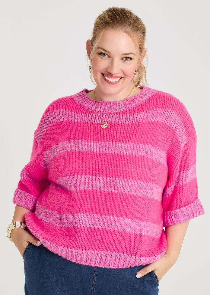 Neon Stripe Oversized Knit Jumper, , hi-res