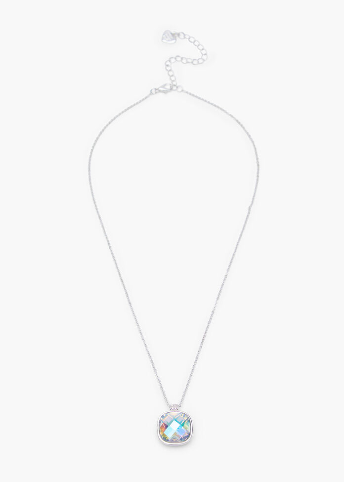 Square Jewel Drop Necklace, , hi-res