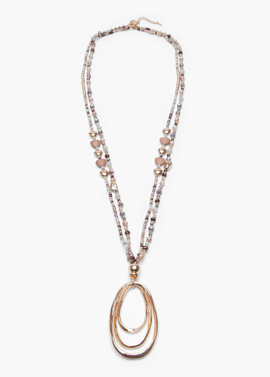 Beaded Oval Necklace