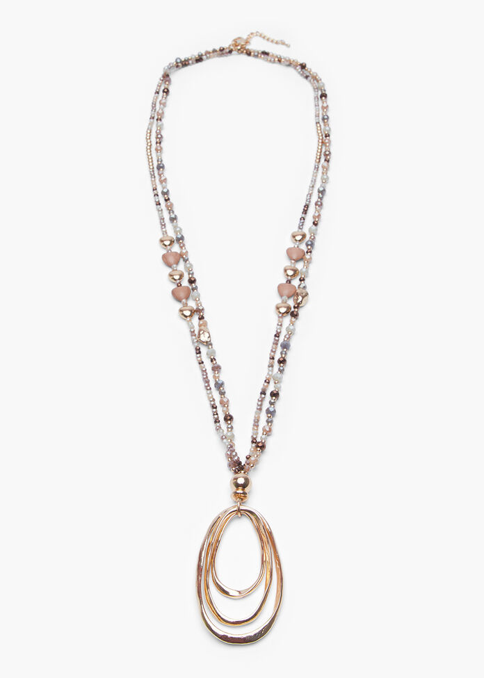 Beaded Oval Necklace, , hi-res