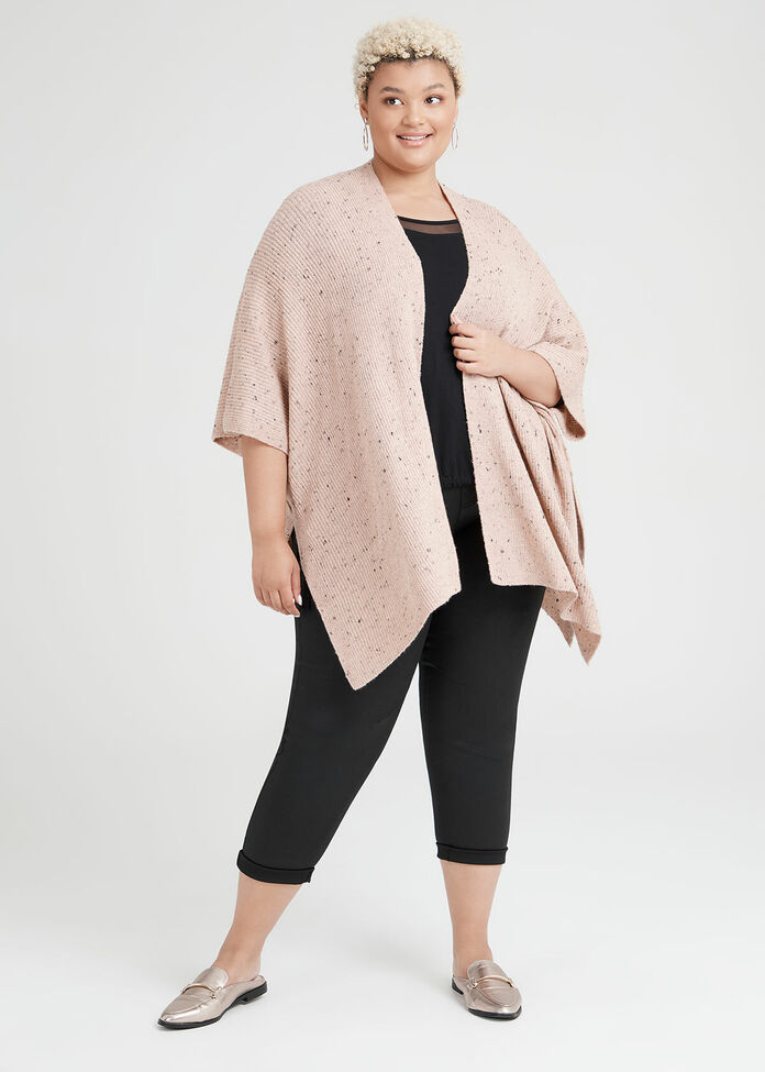 Blush Speckle Knit Cape, , hi-res