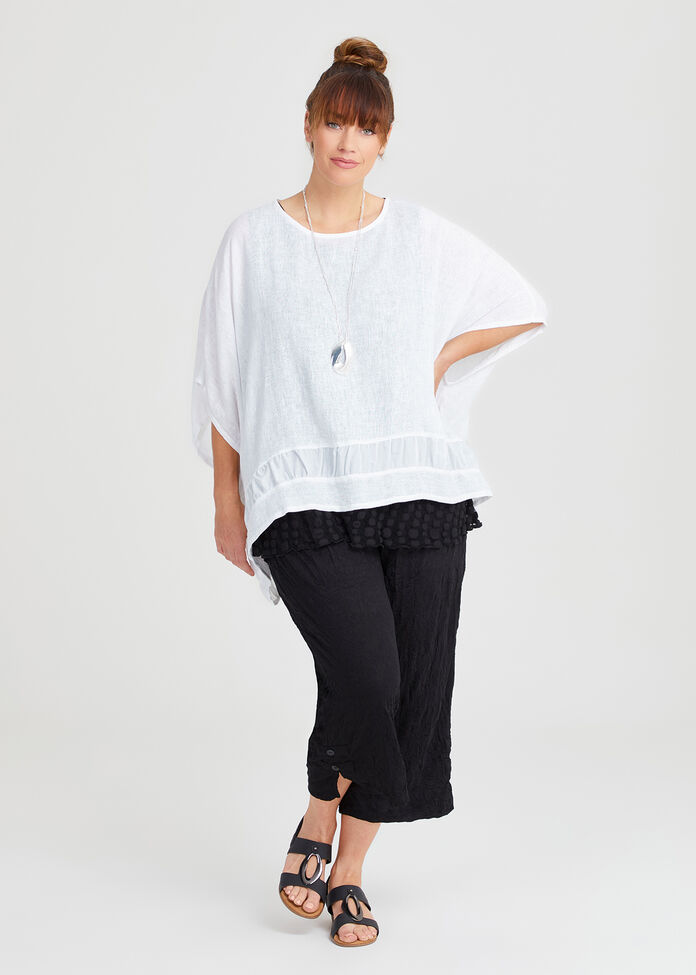 Shop Plus Size Linen Blend Sardinia Overtop in White Sizes 1230