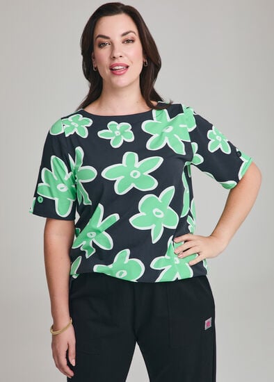 Plus Size Cotton Printed Floral T-shirt
