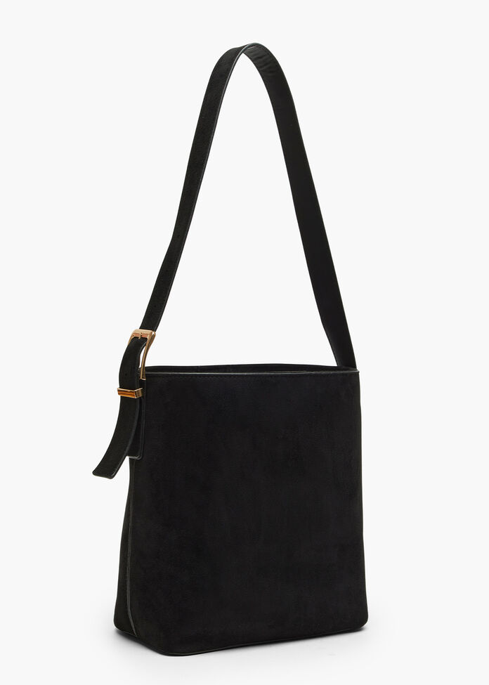 Faux Suede Shoulder Bag, , hi-res