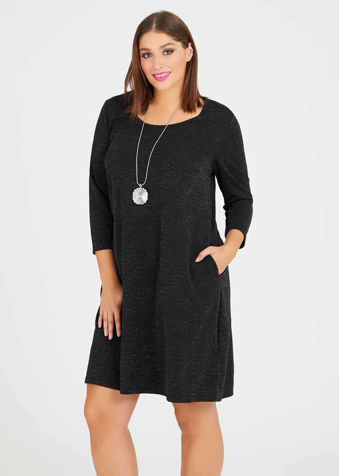 Shop Plus Size Natalie Lurex Dress in Black | Sizes 12-30 | Taking Shape AU