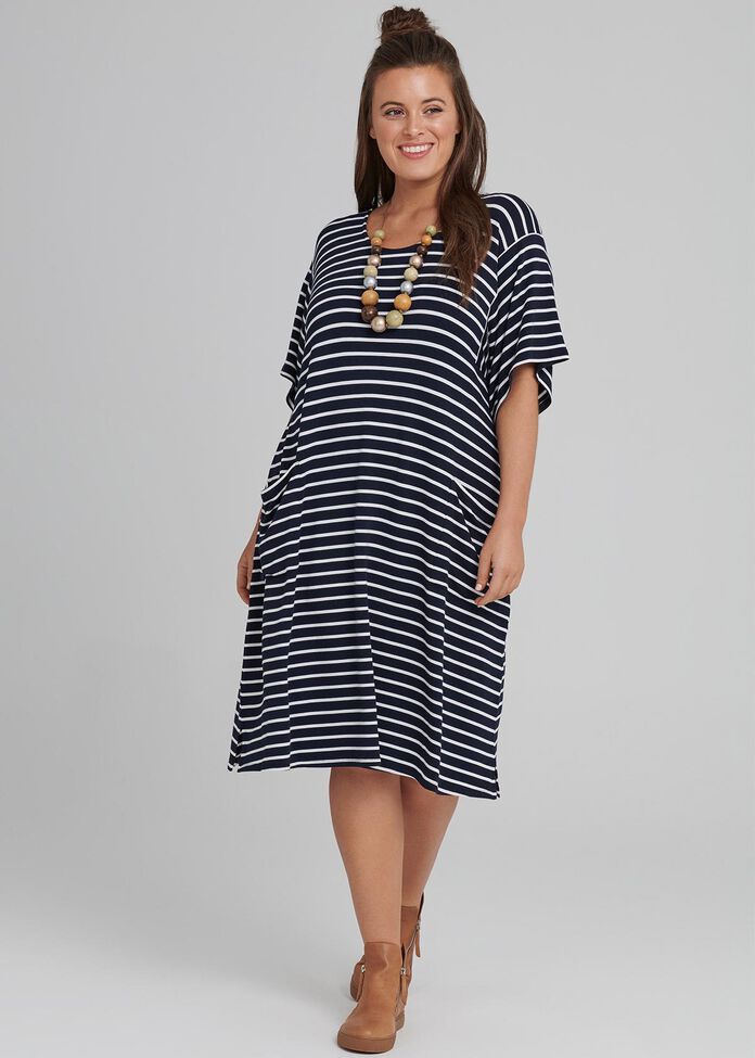 Extended Stripe Dress, , hi-res