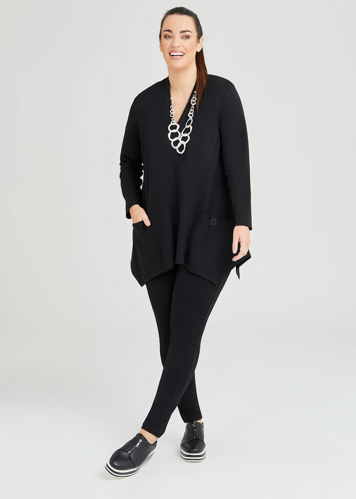 Shop Plus Size Ivy Bamboo Ponte Button Top in Black | Sizes 12-30 ...