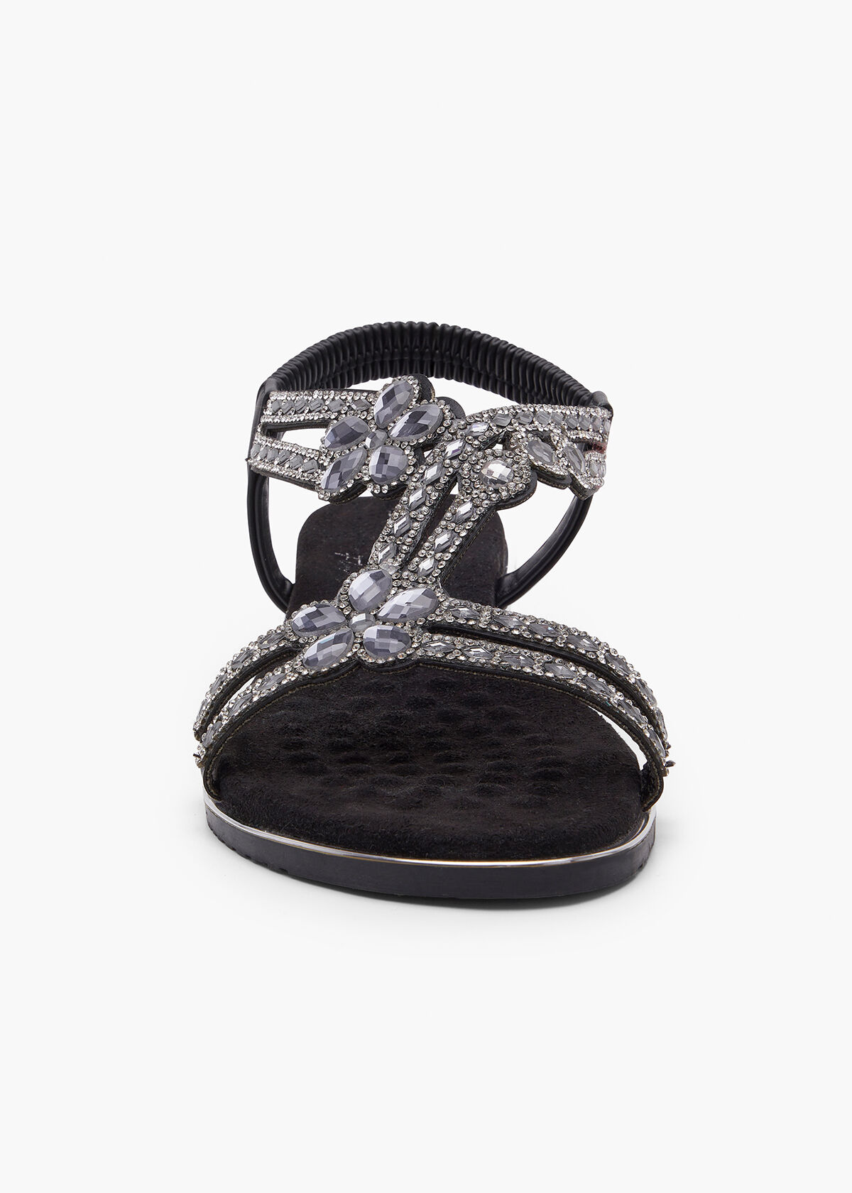 Black bling sale flat sandals