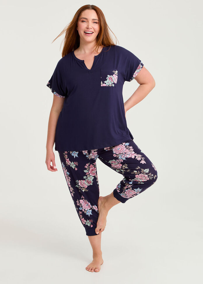 Bamboo Soft Bloom Pyjama 3/4 Pant, , hi-res