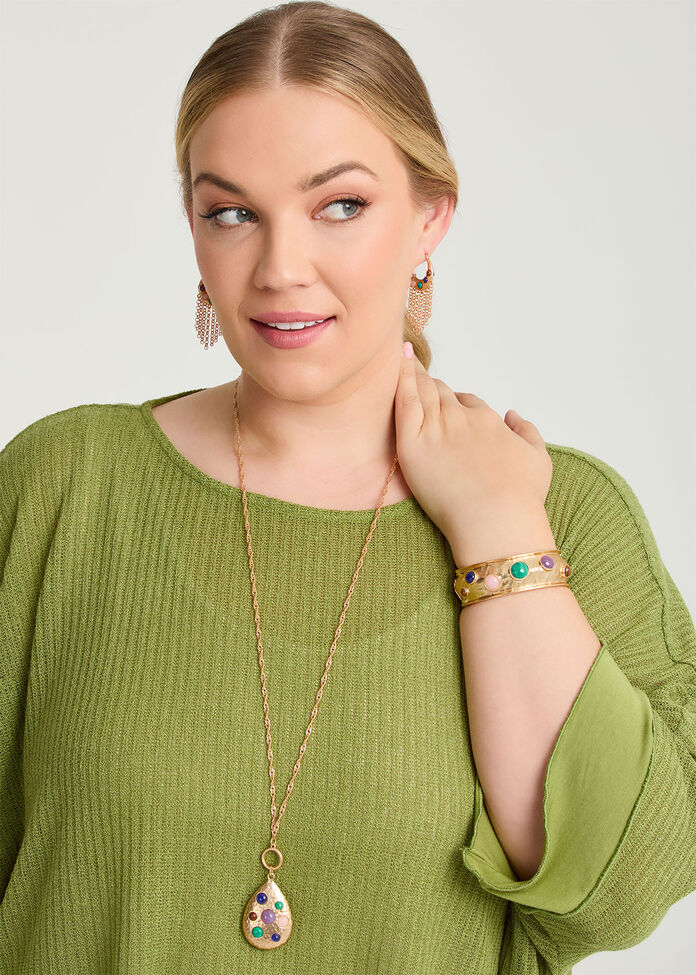 Natural Gems Hoop Earrings, , hi-res