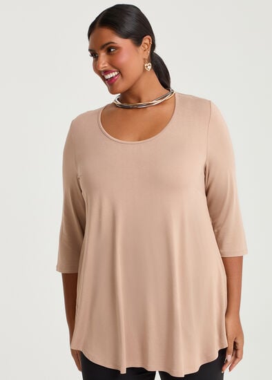 Plus Size Bamboo Base 3/4 Slv Top