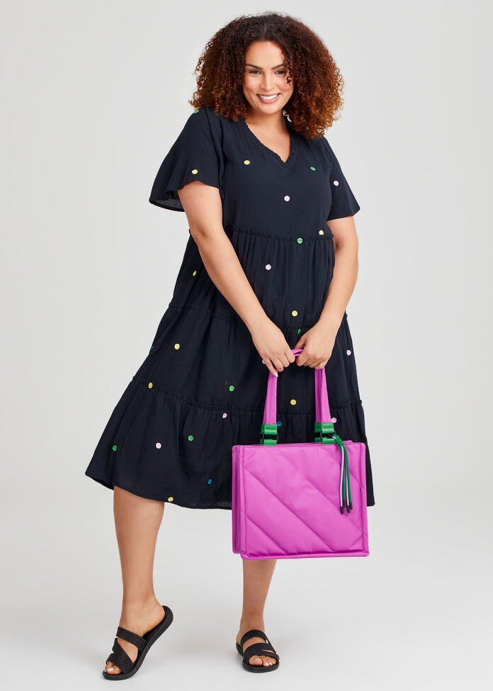 Structured Puffy Tote Bag, , hi-res