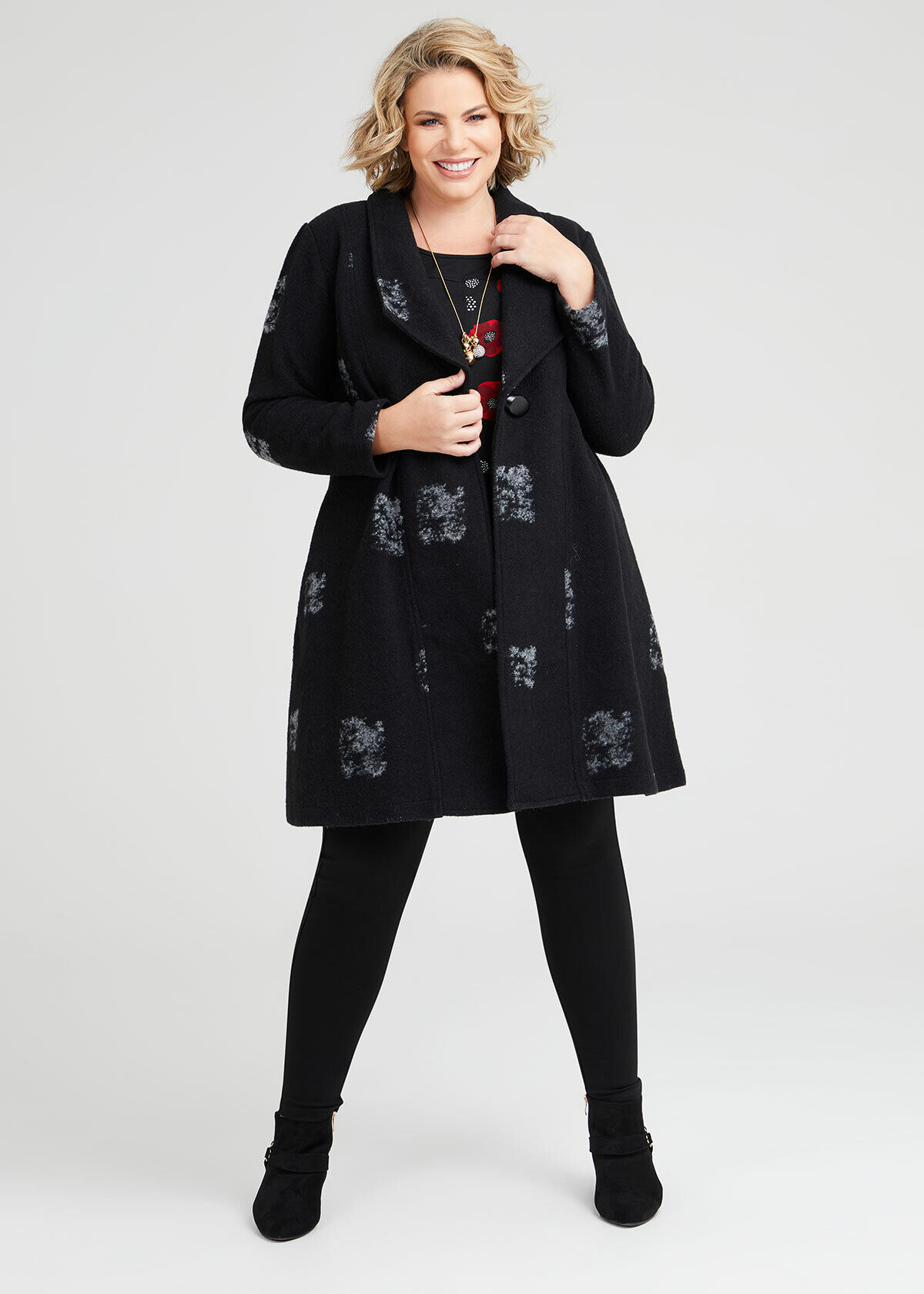 Grey boiled sales wool coat