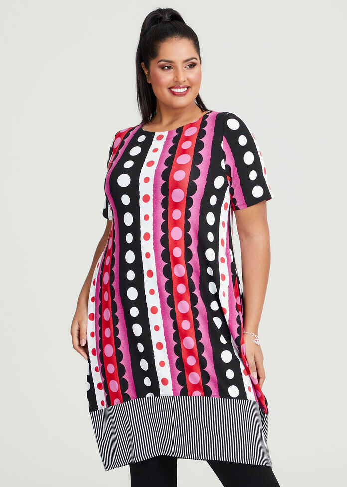 Shop Plus Size Natural Linear Spot Stripe Dress in Multi | Taking Shape AU