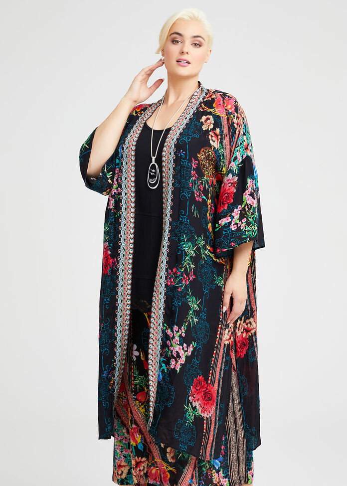 Natural Flower Power Kimono, , hi-res