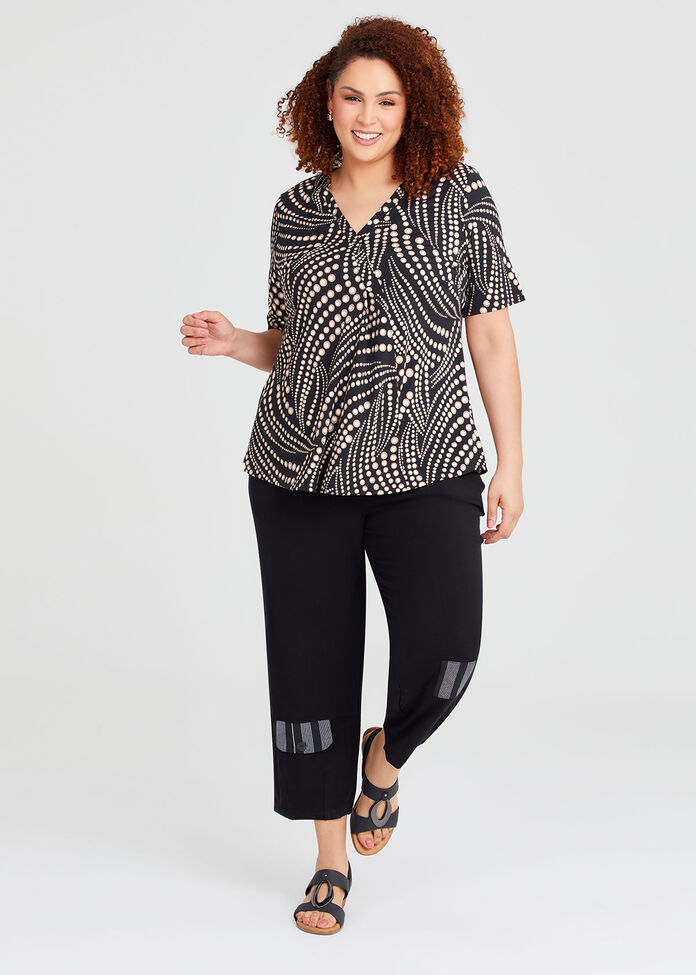 Confetti Gold Foil Luna Top, BLACK/GOLD, hi-res